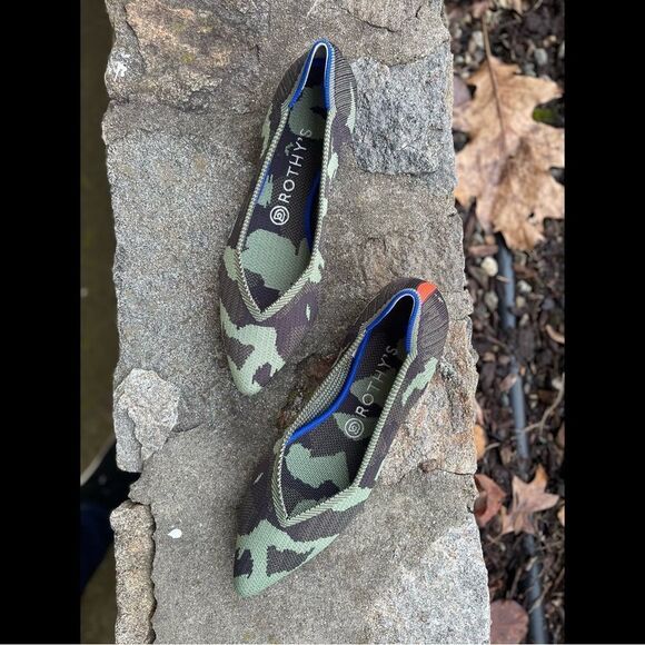Rothy’s The Point Green Camo ballet flats size 9 New no flaws - Picture 1 of 7